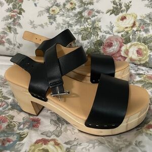 Nisolo All Day Open Toe Clog Black Sandal